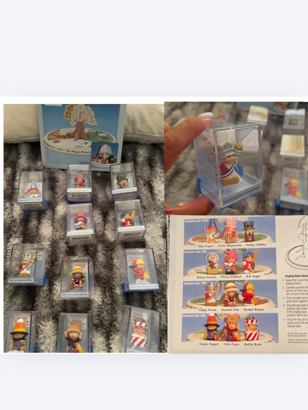 Hallmark Merry Miniatures Full Set 2000 "Happy Hatters Set + Display Base New